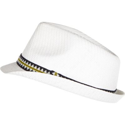 Boys white trilby hat